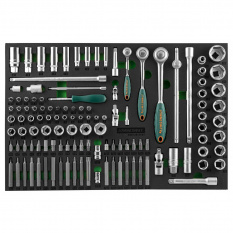 Набор торцевых головок 1/4&amp;quot;DR, 3/8&amp;quot;DR, 1/2&amp;quot;DR, вставок-бит, 121 предмет
